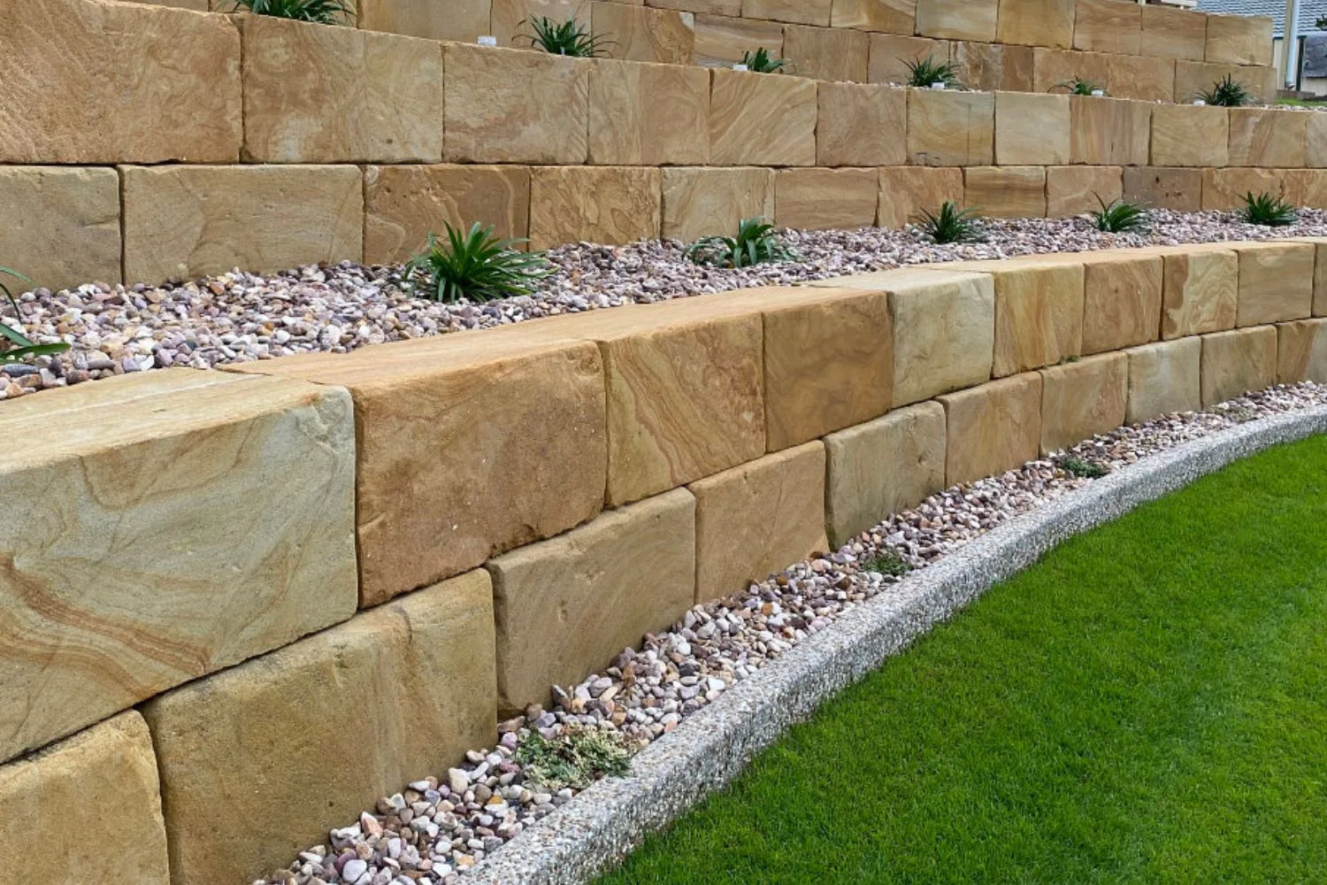 Sandstone retaining wall on a Manly harbourside property